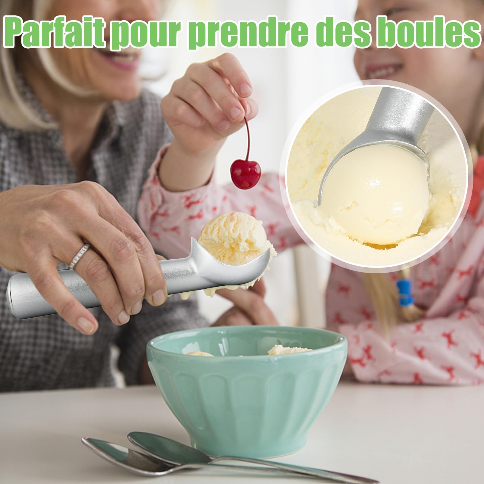 Cuillère à Glace Professionnelle en Aluminium Antiadhésive 7 Pouces
