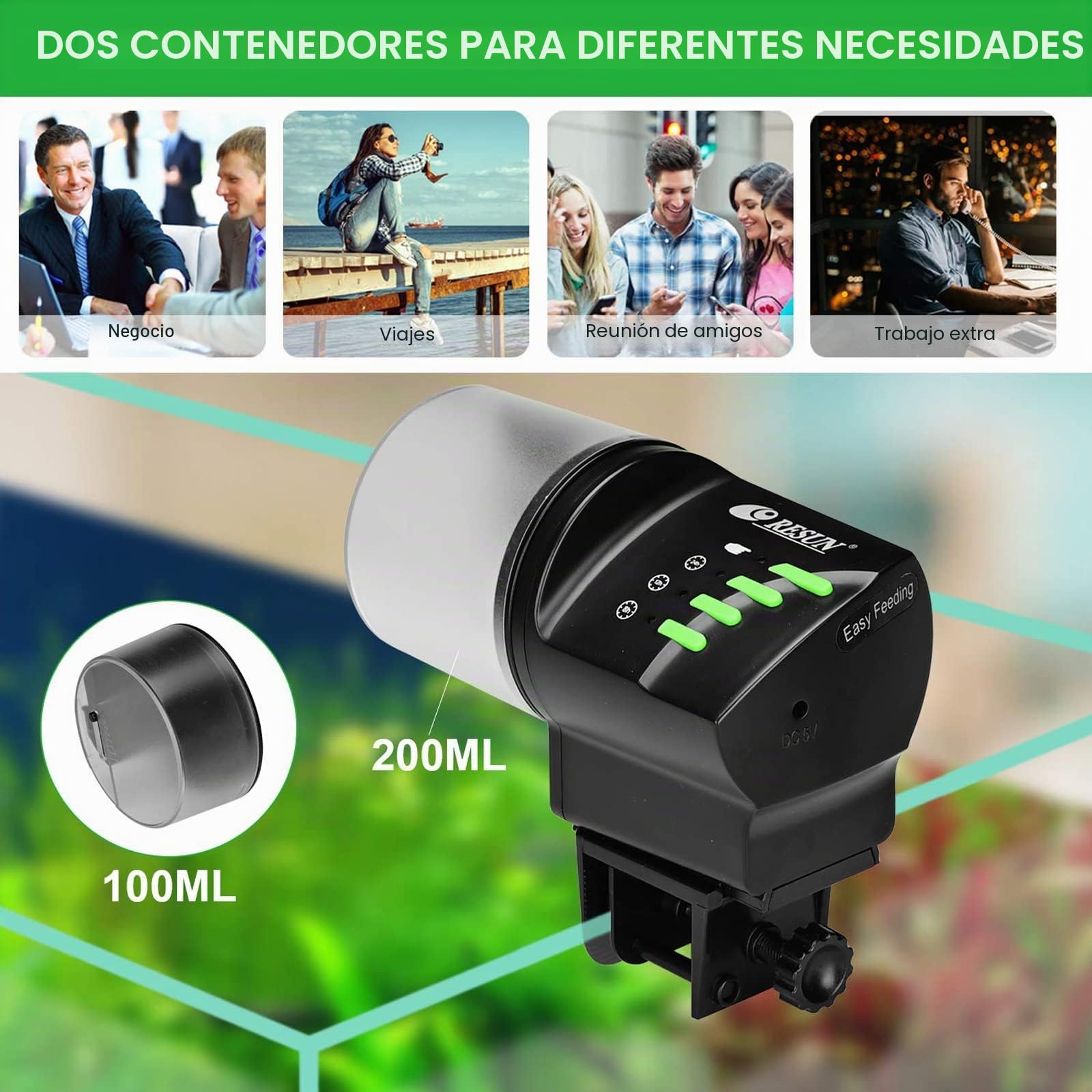 RESUN - Comedero automático para peces, dispensador automático de alimentos para peces, tanque de acuario, temporizador ajustable para vacaciones, fin de semana (AF2020)