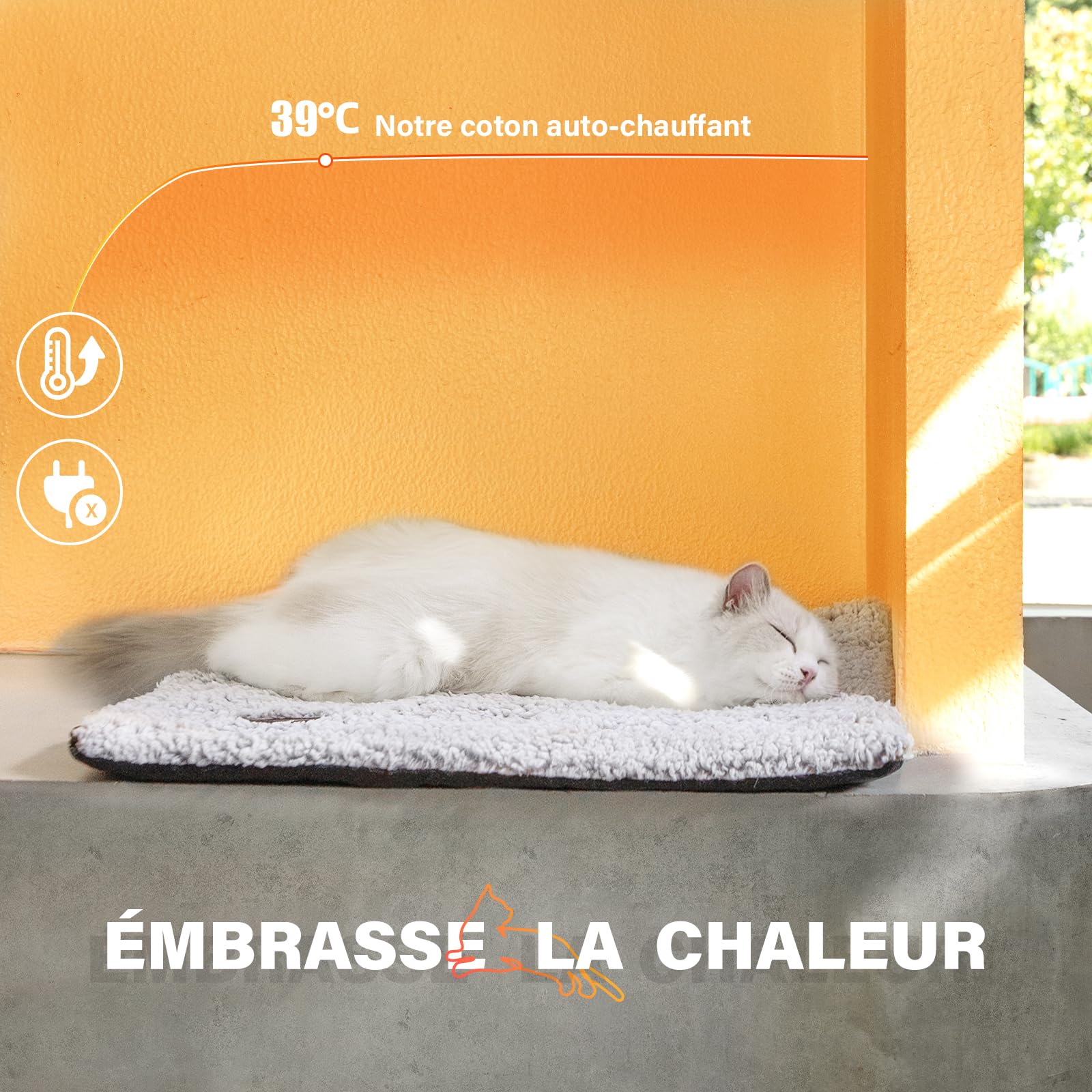Mora Pets Tapis Chauffant pour Chat Coussin Auto Chauffant Couverture sans électricité - Panier Doux et sécurisé pour Votre Animal - Tapis Thermique pour Chat Lavable - 61 x 46 cm