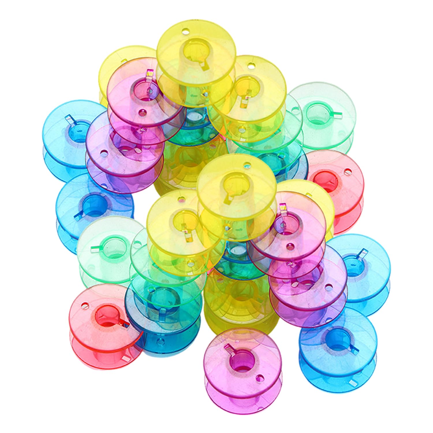 Wufgwbd Multicolor 100 Pieces Sewing Machine Spools, Plastic Bobbin Spools, Household Sewing Machine Accessories, Durable Sewing Accessories