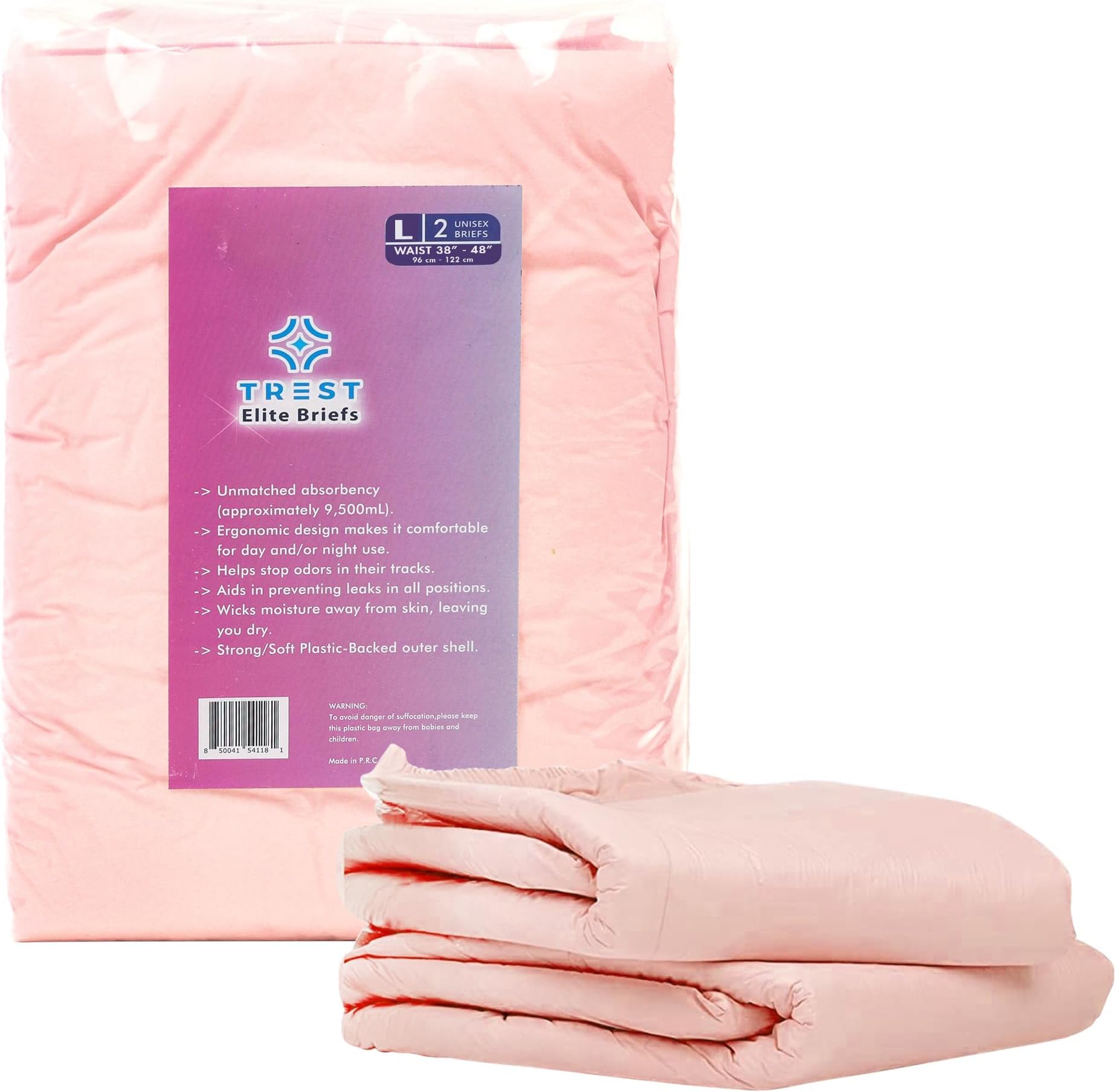 TREST Elite Briefs Pink, Large (Pack of 2)