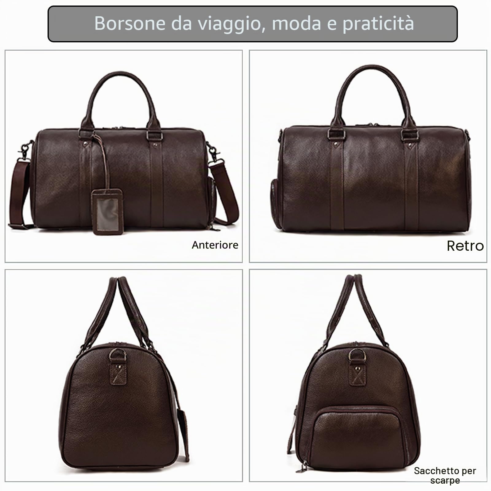 Luufan Borsa da Viaggio in pelle Unisex Borsa da Viaggio Vintage
