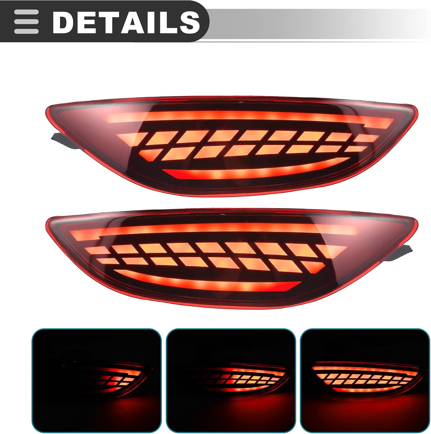 Motoforti Rear Bumper Fog Brake Tail Light, for Hyundai Accent 2012-2017, Plastic, 924061R200, 924051R200, Red Yellow, 2pcs