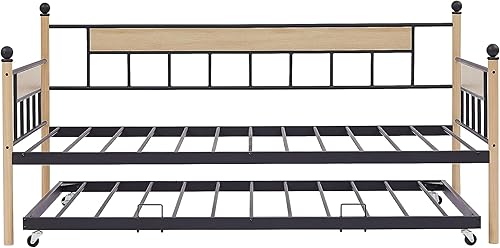 Miniatura 3 de Sofá cama de tamaño individual con nido extraíble, sofá cama con soporte de listones de metal para niños, adolescentes y adultos, sala de estar,