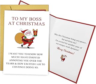 Qiliji Funny Boss Christmas Card, Hilarious Christmas Card for Boss, Office Leader Holiday Cards,