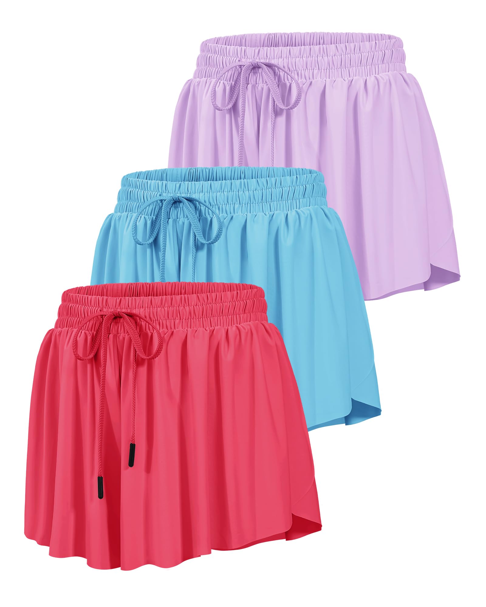 HASMES Girls Butterfly Shorts Flowy Athletic Shorts for Dance Cheer 5-14Y