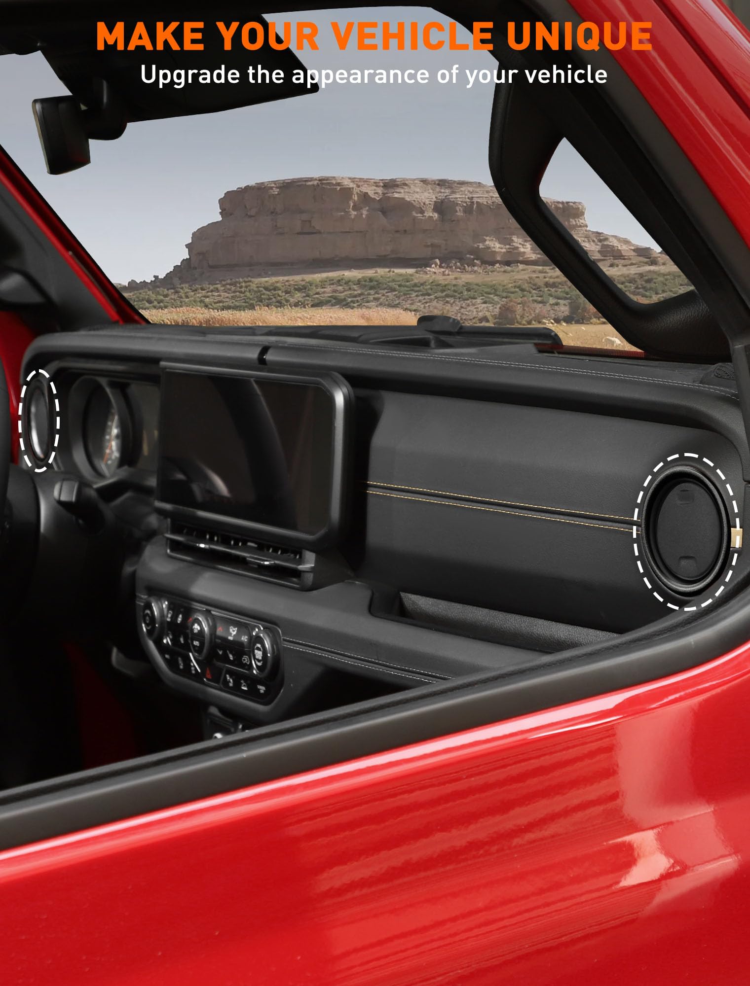 Center Dashboard Air Vent Cover Trim For 2024 Jeep Wrangler JL & JT – Polished Black Plastic