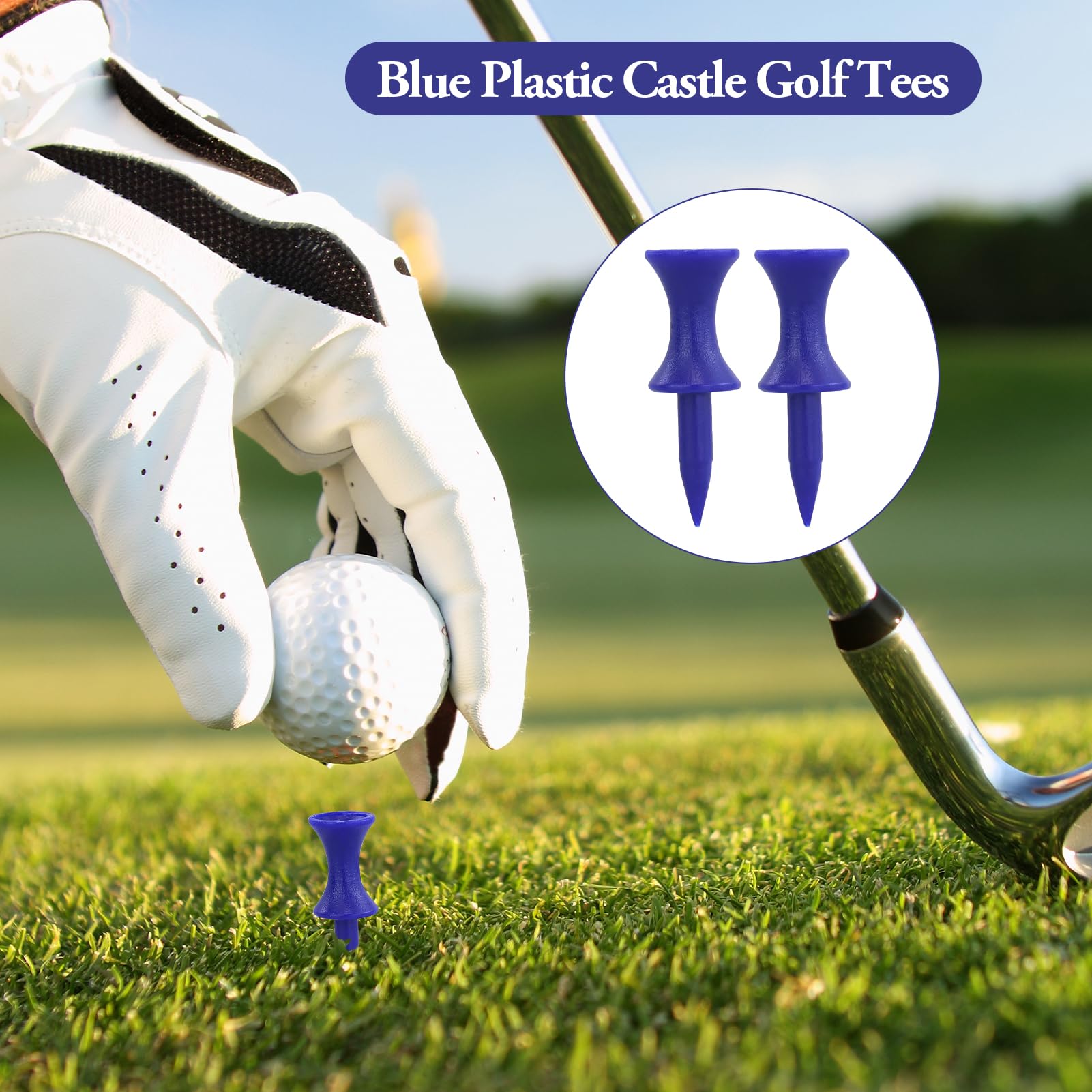 150 pezzi Golf Tees, Tee da Golf Professional, Golf Tees in plastica, Allenamento di Golfisti, 38 mm, valore, tè lungo, blu, di alta qualità, durevole