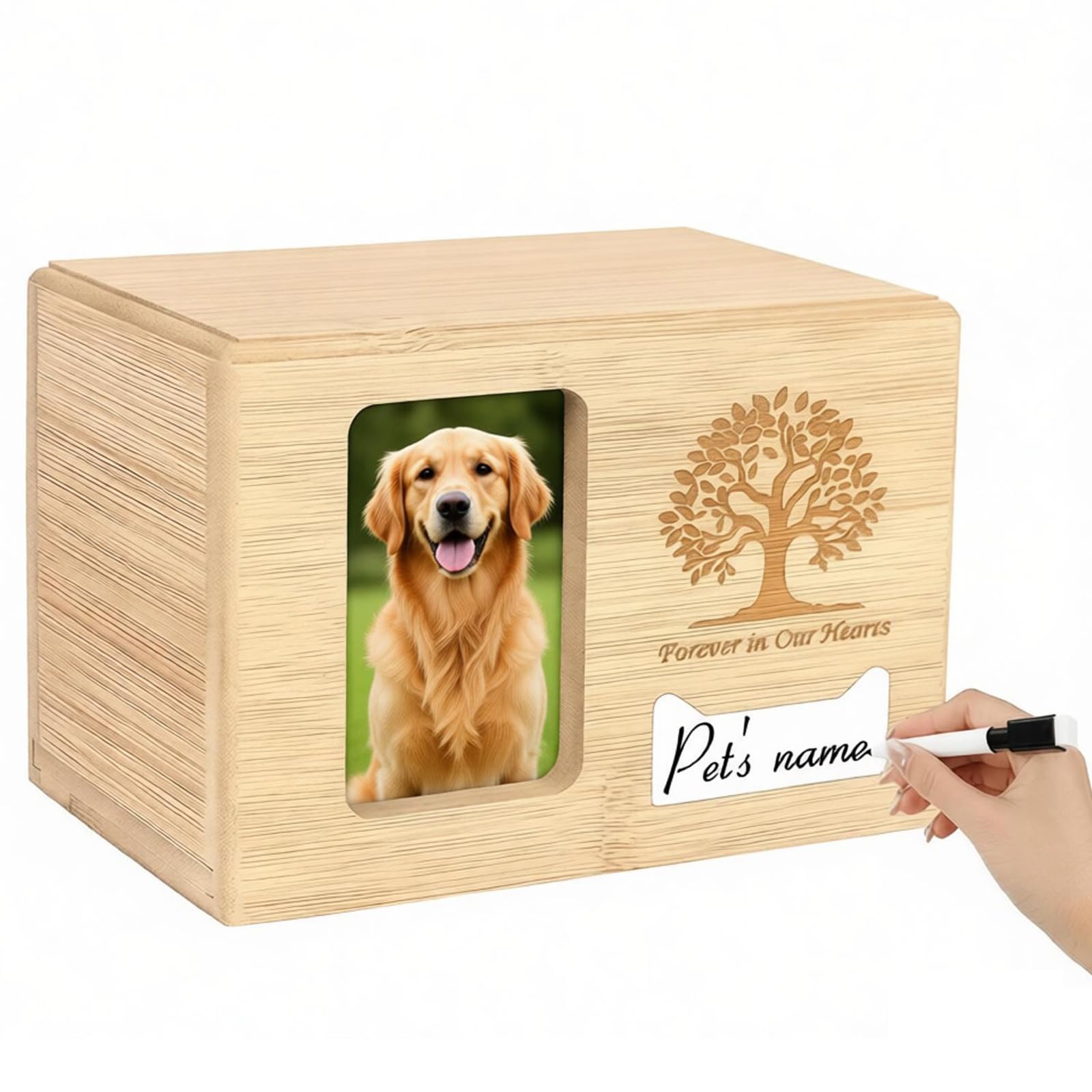 Dog Ashes Box, Bamboo Personalised Dog Urn for Ashes-Life of Tree