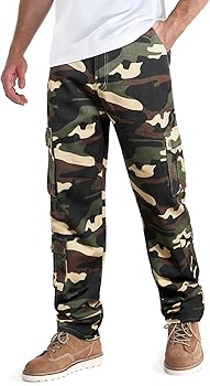 Amazon.com: zeetoo Mens Relaxed-Fit Cargo Pants Multi Pocket