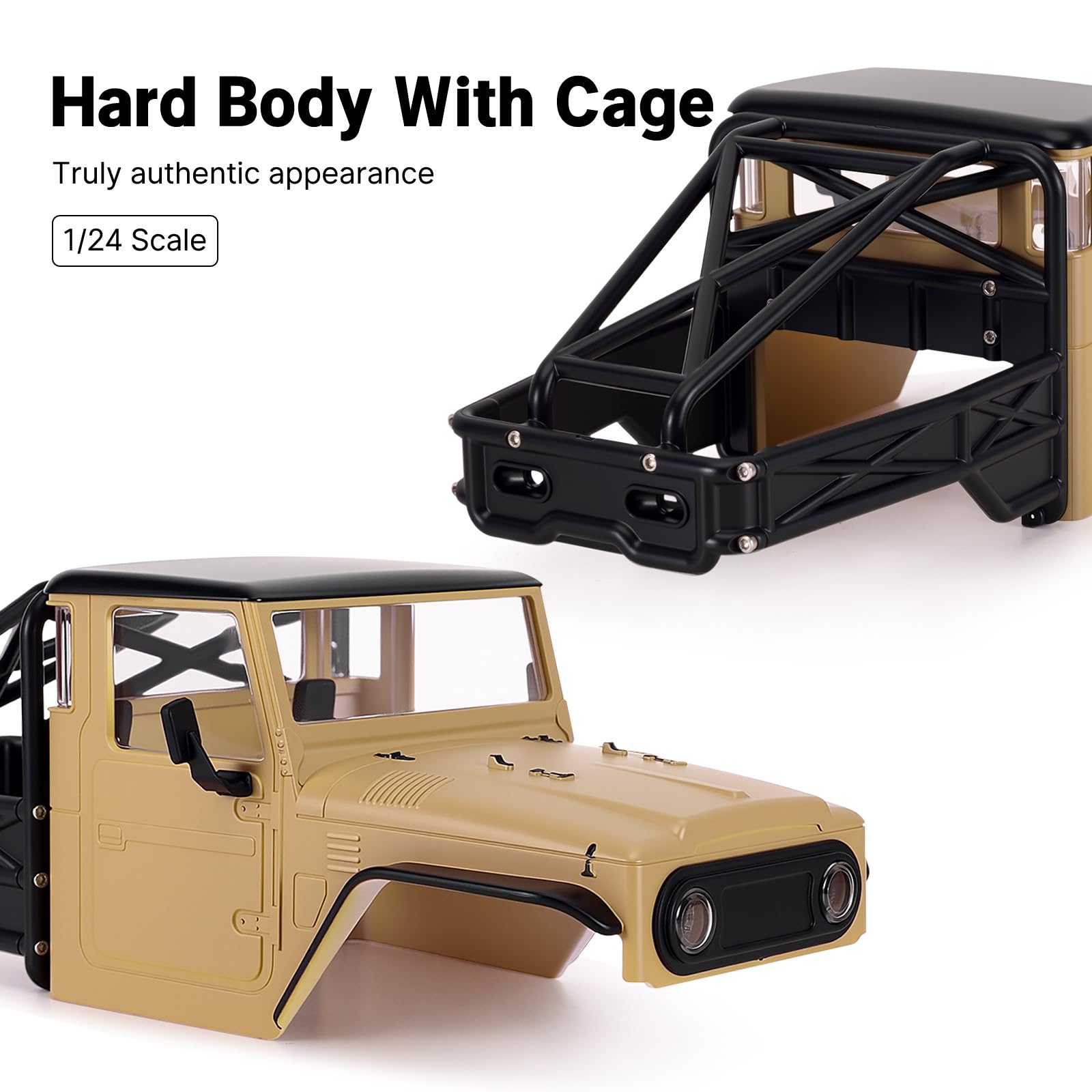 INJORA IR40-24 RC Half Truck Hard Body with Cage per 1/24 SCX24 Upgrade