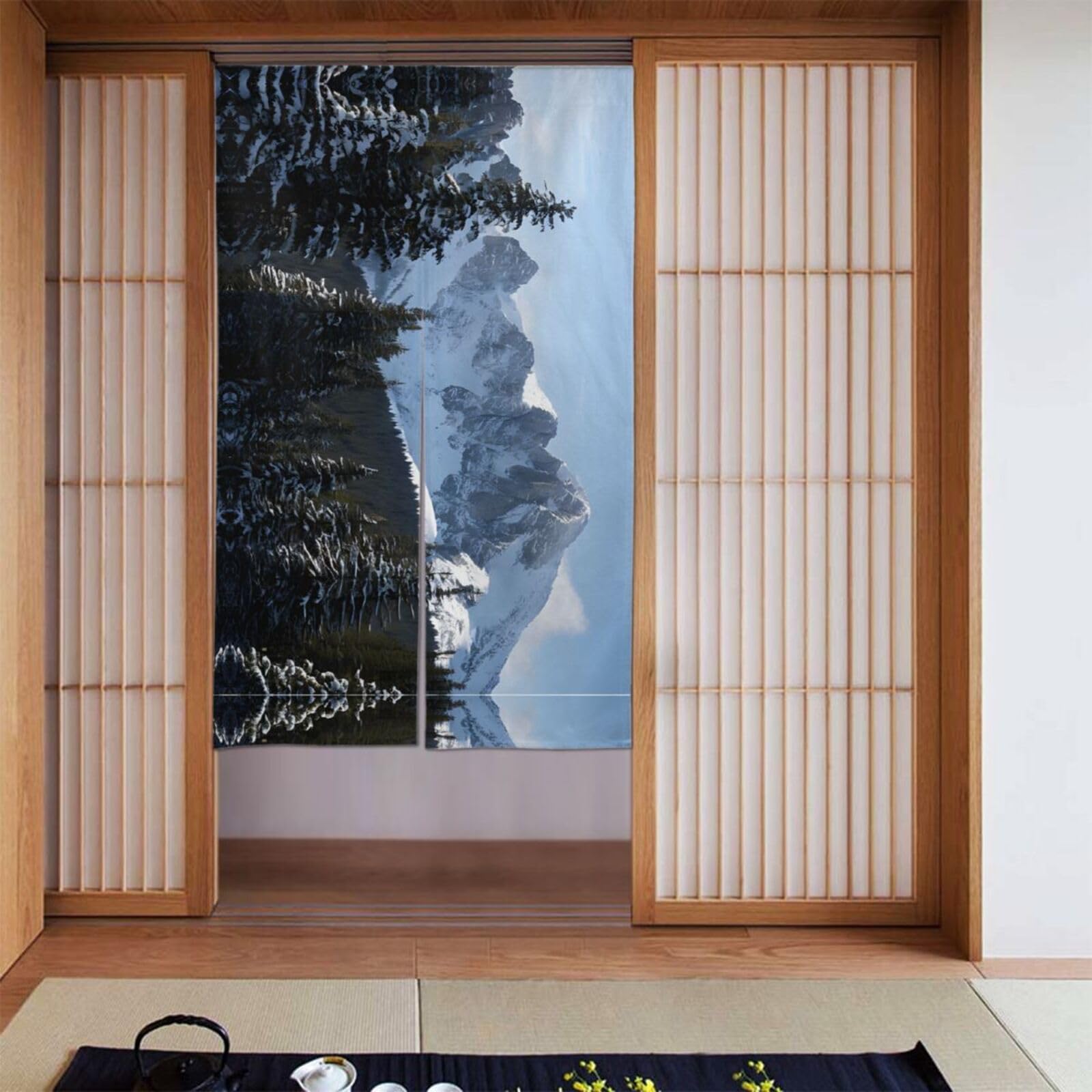 BWPDPXFJ Door Curtain Polyester 86x143cm Rod Pocket 2 Panel Room Divider Light Filtering Abstract