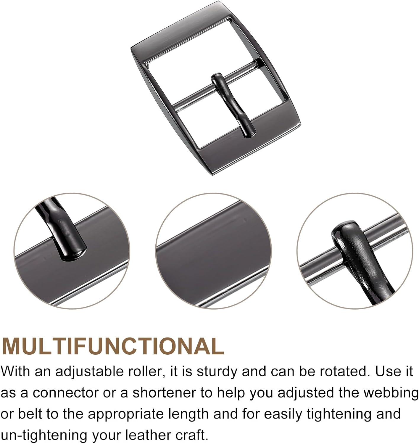 uxcell Metal Roller Buckle, Single Prong Belt Buckle Center Bar Buckle for Leather Craft - Image 3