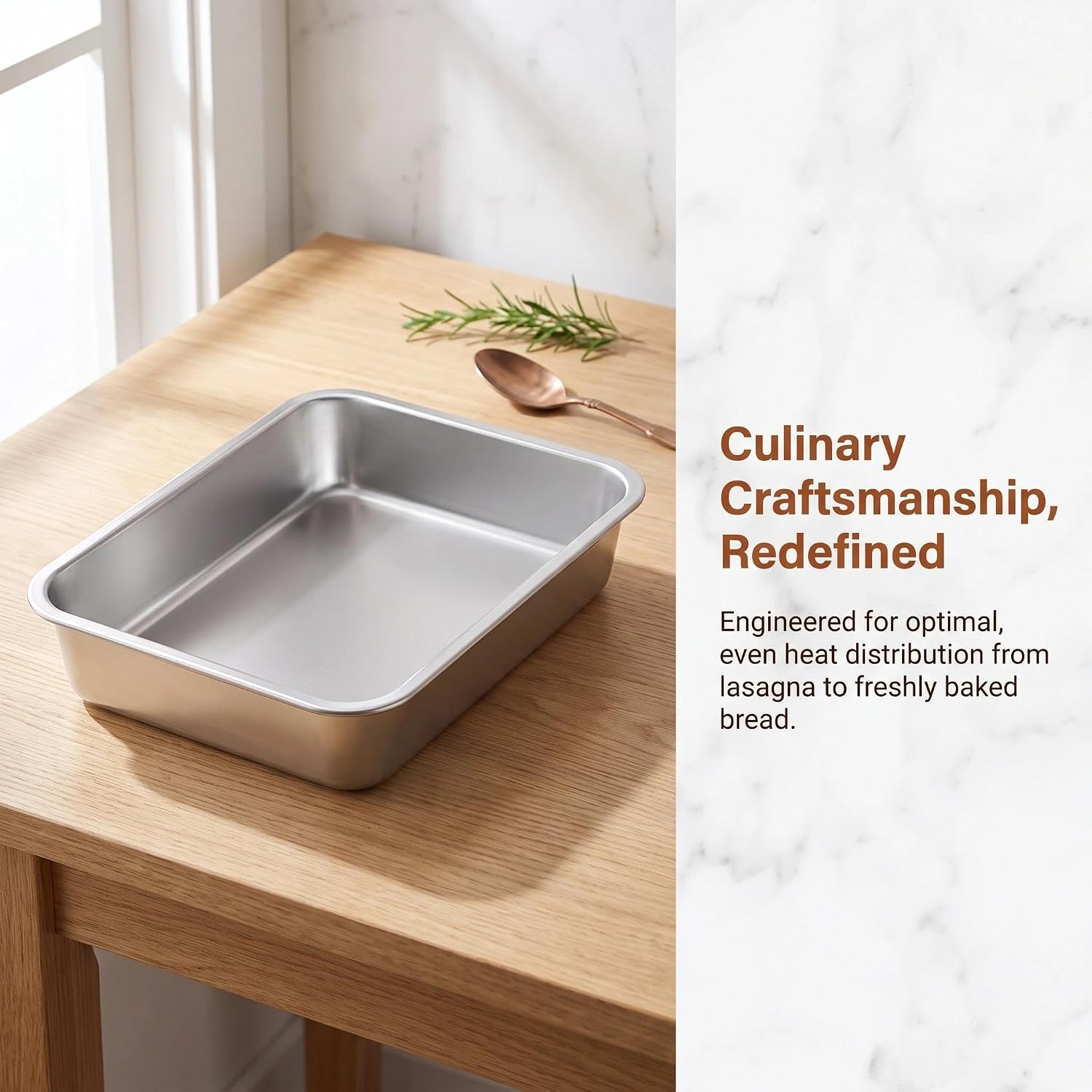 Stainless Steel Lasagna Pan 14.17"Lx10.63"Wx2.76"H, Bread Baking Tray