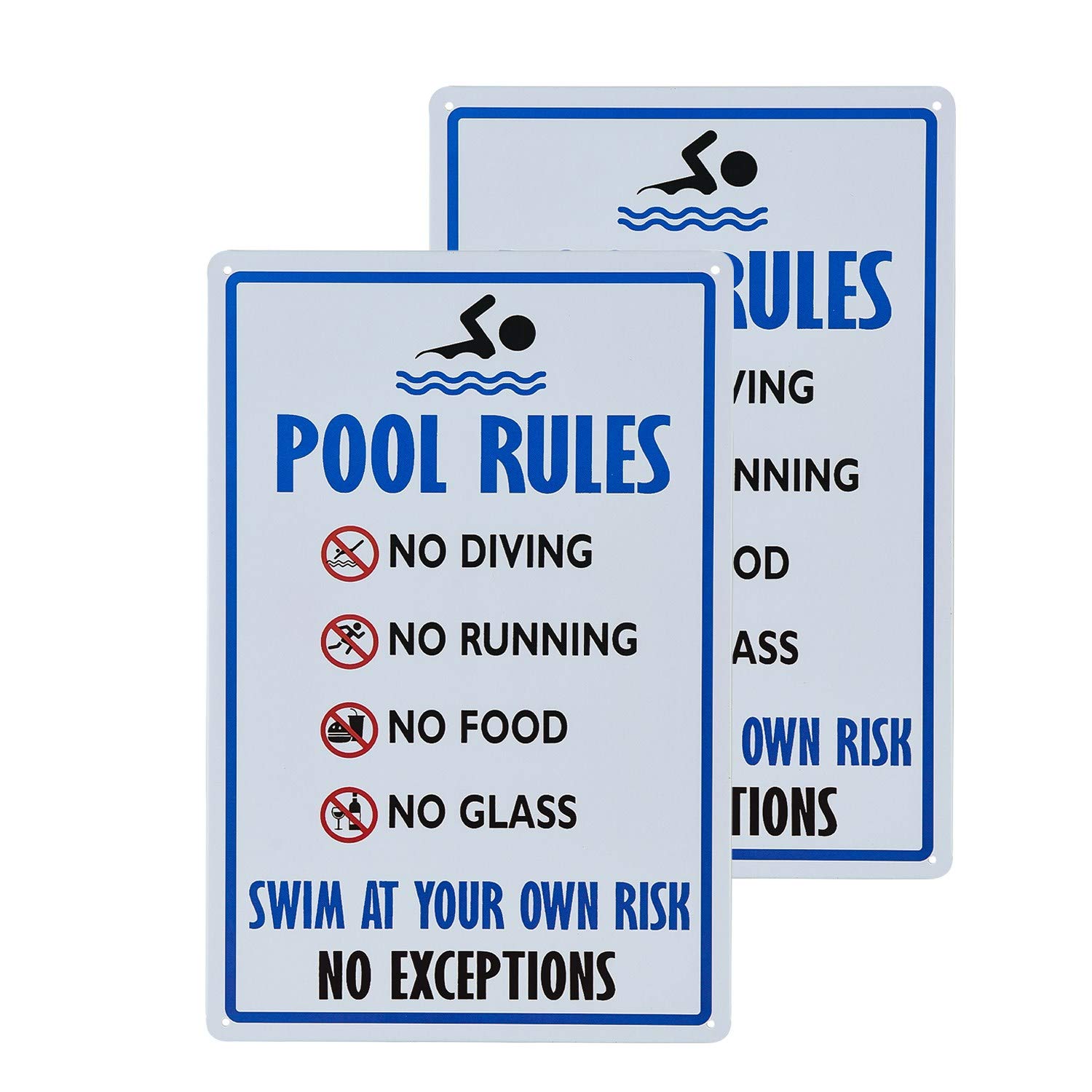 Paquete de 2 carteles de metal para habitación con diseño vintage envejecido, diseño de reglas de la piscina