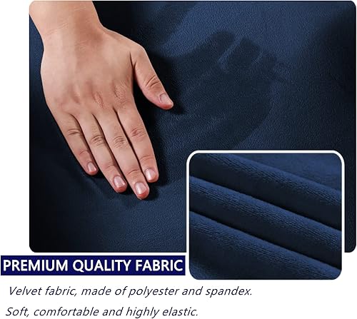 Miniatura 6 de Fundas elásticas para reposabrazos de terciopelo para sillas, sofá, sillón, fundas para sofá reclinable, 2 unidades (azul marino)