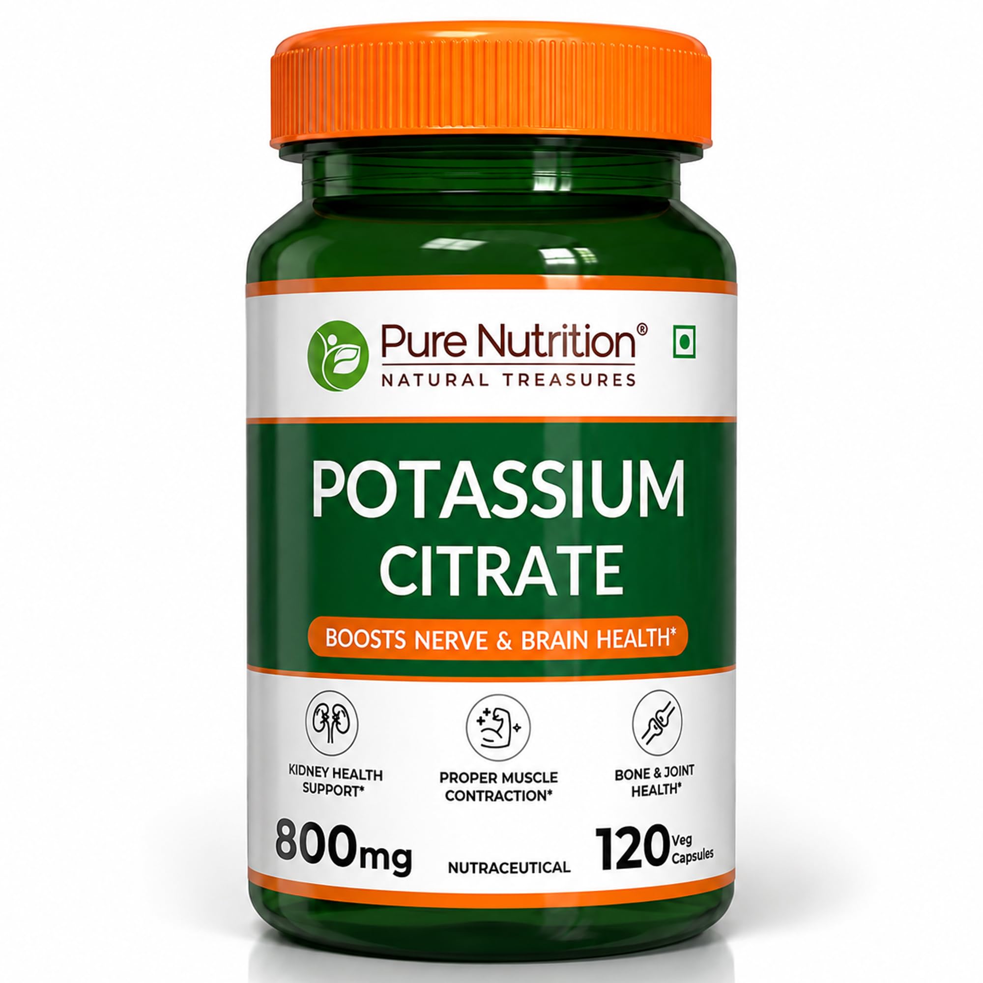 Pure Nutrition Potassium Citrate 800mg - 120 Veg Capsules | Promotes Nerve, Muscle, Joint & Bone Health | Supports Kidney Function & pH Balance | Boosts Electrolyte Levels for Hydration & Overall Wellness | 100% Vegetarian Supplement-image-40