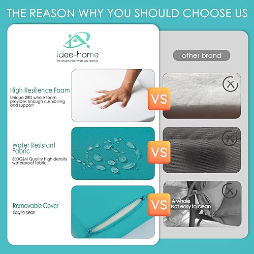 Miniatura 2 de idee-home Cojín grueso para silla de comedor de patio al aire libre, cojines gruesos de 4 pulgadas de alto con funda extraíble, resistente a la