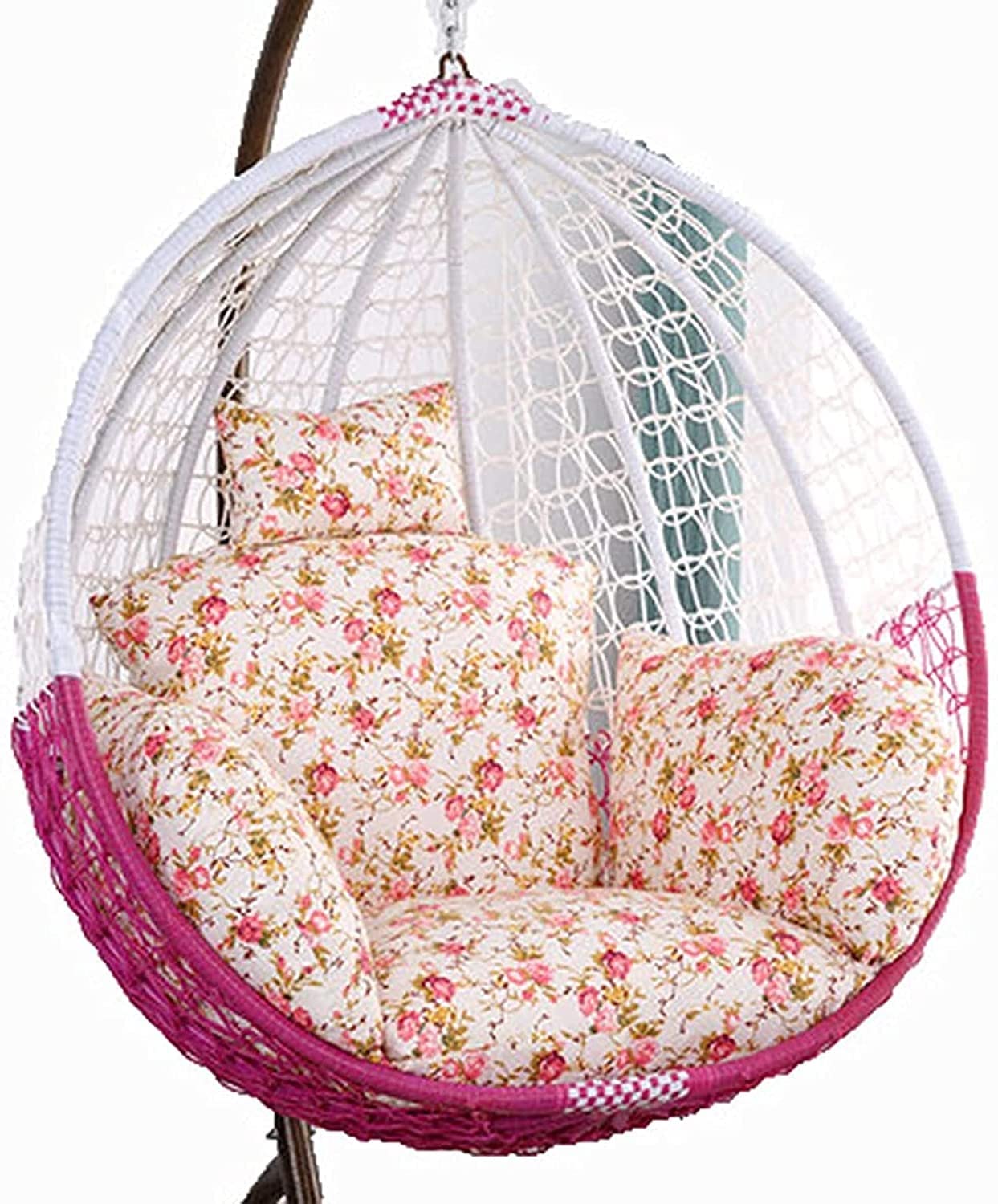 Outdoor Hanging Lounge Chair Cushion with Fixed Strap Beige Rattan Egg Chair Mat for Garden Swing Seat Small Size Pillow Nest Seat Cushions