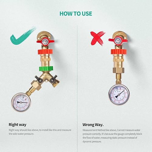 Miniatura 5 de Regulador reductor de presión de agua en línea de riego por goteo de latón LF 20 30PSI - Protege el sistema de goteo del agua del grifo de alta