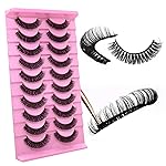 10Pairs 3d Russian Strip Lashes, DD Curl Lash Strips, False Lashes Mink, Eyelashes Mink, Faux Mink Eyelashes Natural Look, Natural Wispies Fake Lashes(s78)