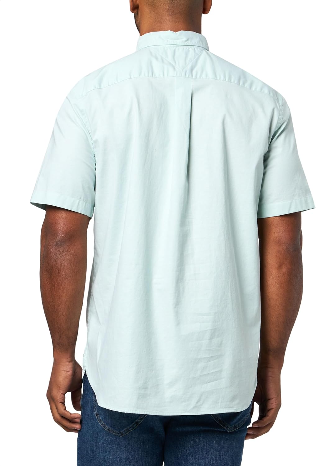 Tommy Hilfiger Men's Short Sleeve Oxford Shirts in Regular Fit, Men's Button Down Shirts Crushed Mint Large