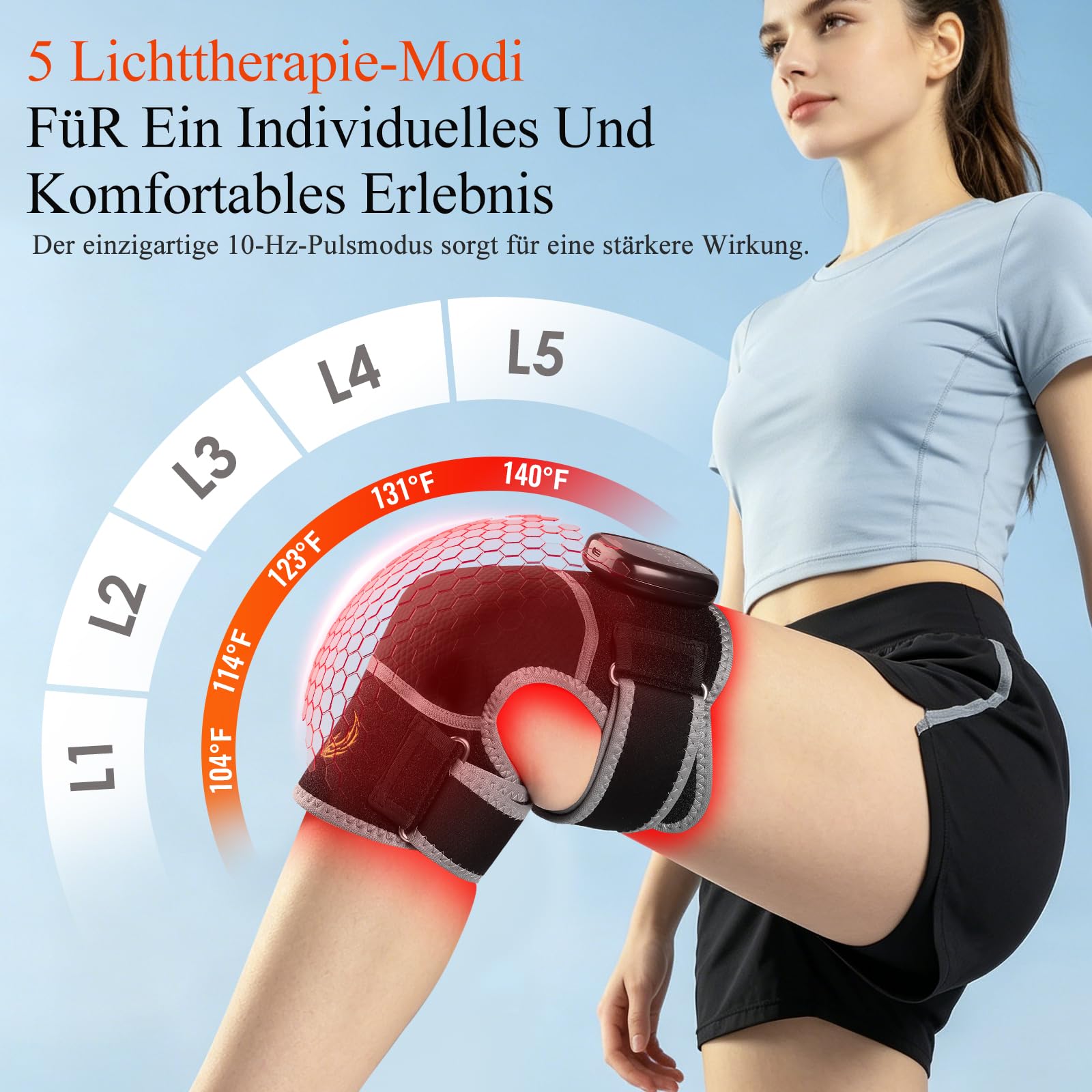 Seenew Kabellose Kniebandage mit Rotlichttherapie, Wärme und massage