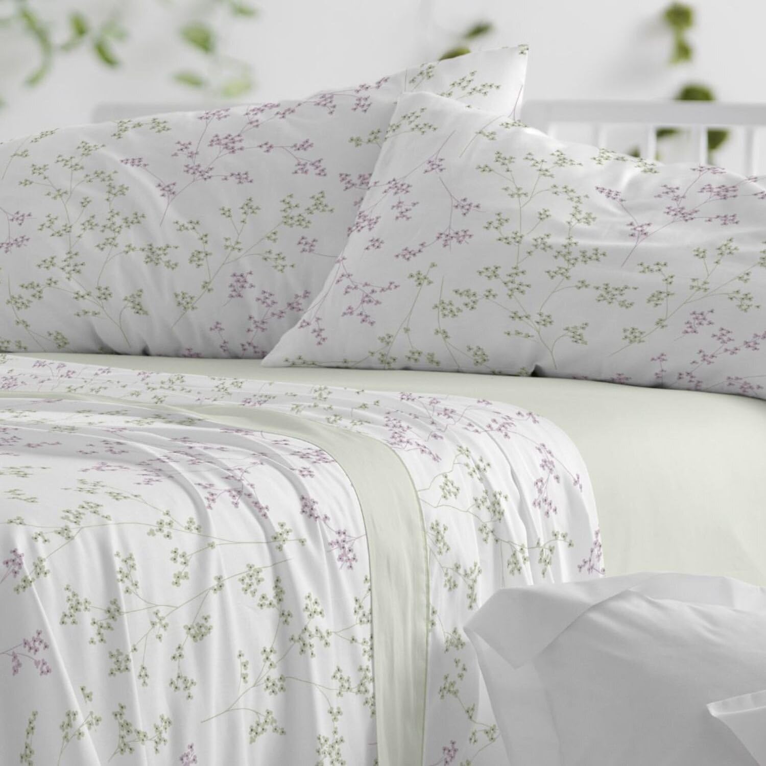Burrito Blanco | Juego de Sábanas Algodón/Poliéster Cama 150-160 Verde