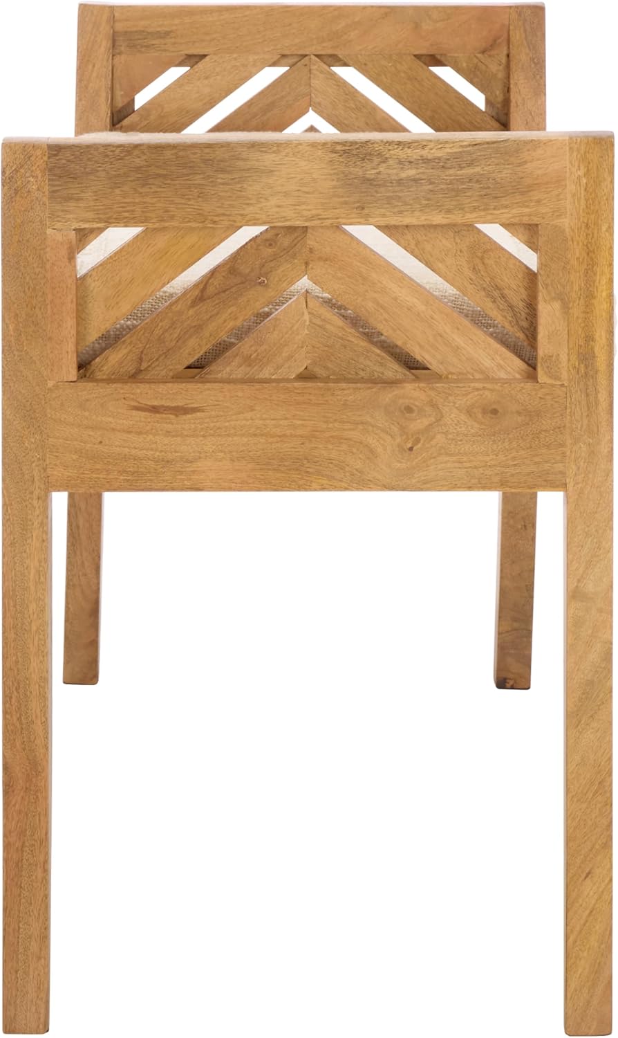 SAFAVIEH Home Collection - Hamburg Bench, Natural Solid Wood Frame with Beige Upholstered Seat (BCH3702A)