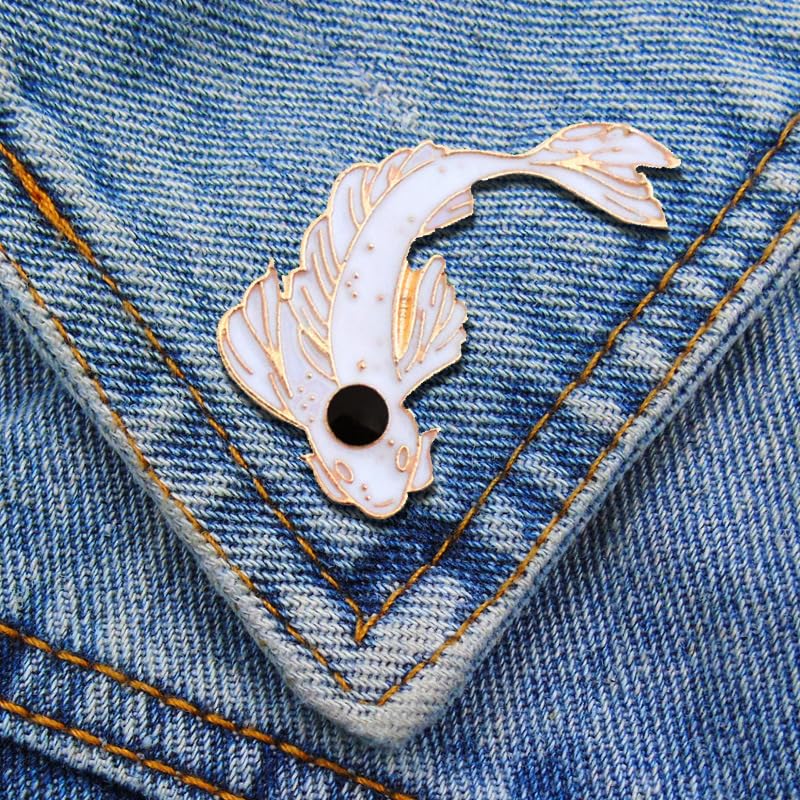 Image of 2Pcs coadipress Lovely Fish Brooch Enamel Lapel Brooches Pin Set Cute Cartoon Koi Fish Pins for DIY Backpacks Clothes Bags Jackets Hat Jewelry Accessories Gift