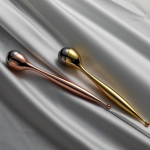 Miniatura 2 de LISAPACK Varita de rodillo de crema de ojos de metal, masaje facial, masajeador facial para aplicador, reduce la hinchazón (oro rosa)