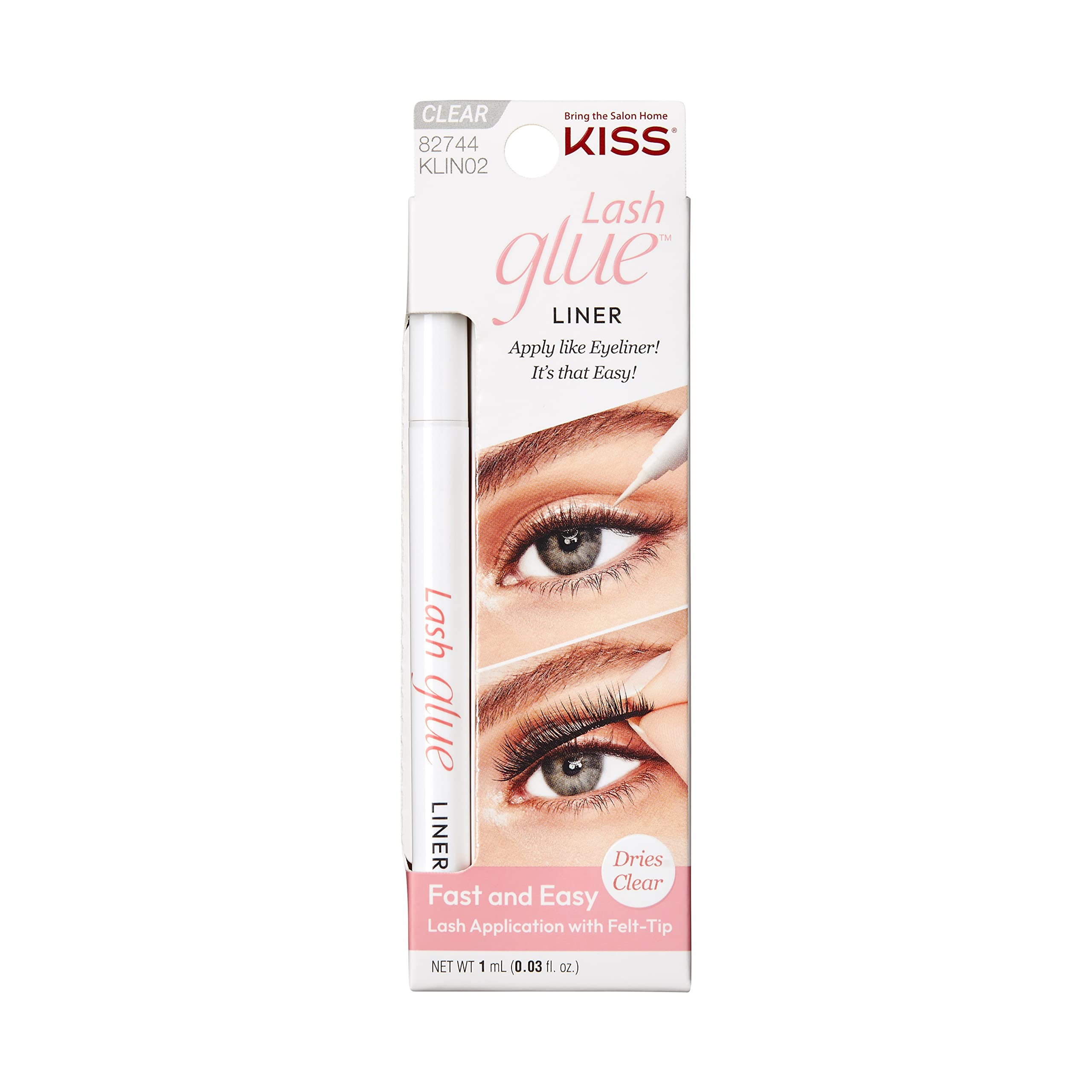 KISS Clear Lash GLUEliner, Felt-Tip Eyelash Adhesive, Clear Matte Finish, Foolproof Application, Easy Touch-Up, 0.02 Oz Each, 6-Pack