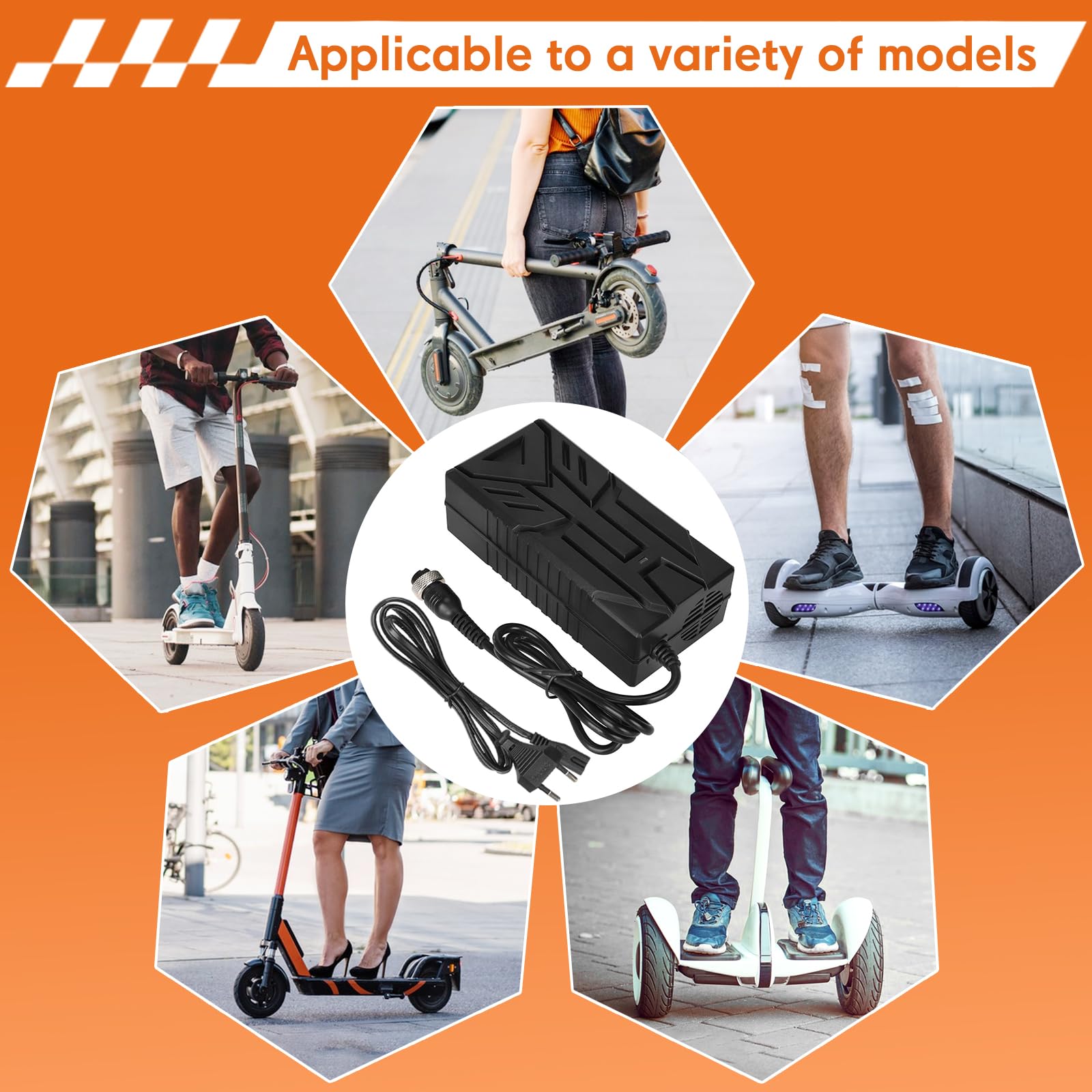 Cargador Patinete Eléctrico 54,6V 2A para Hitway H5/H5 Pro, UrbanGlide E-Cross Pro, 48V Litio para Kugoo M4/M4 Pro, Smartgyro Speedway