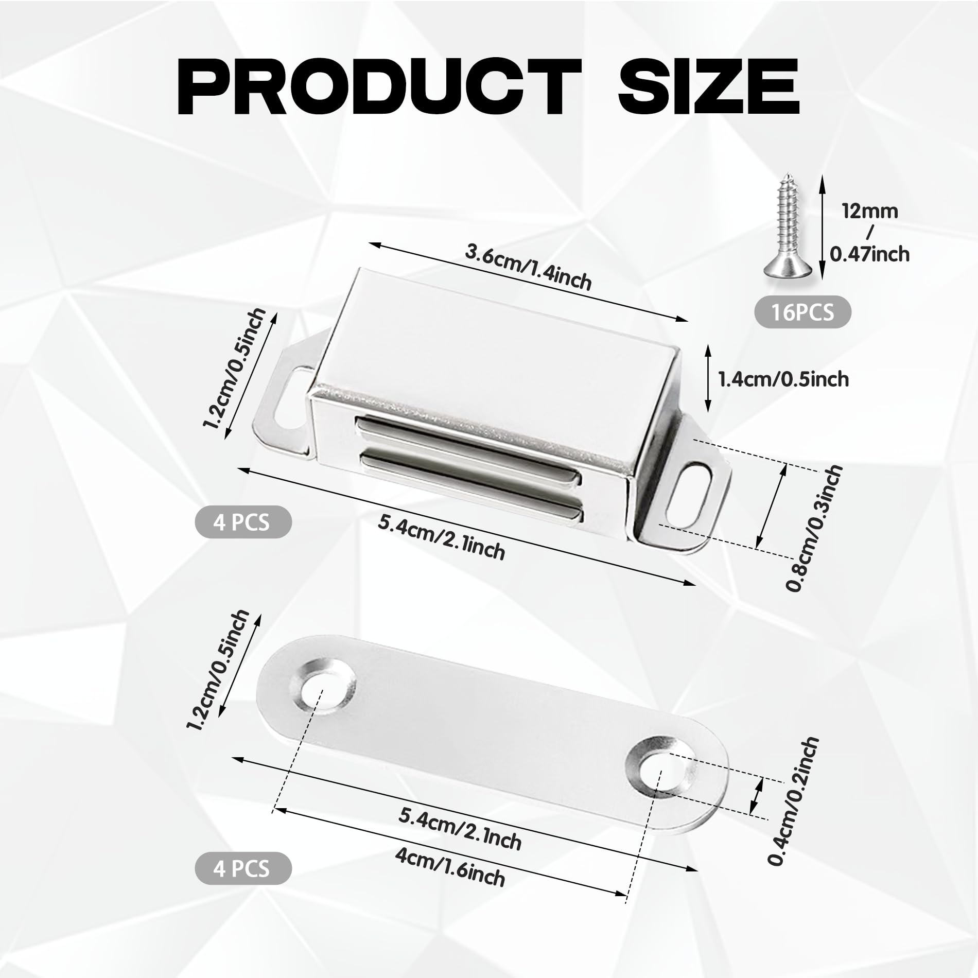 RYHHH Magnetic Door Catch,8 Kg Strong Magnet Cabinet Latches,Stainless Steel Door Magnets,Cupboard Door Magnet,with Strong Magnetic,for Bathroom Kitchen Sliding Door Window Cupboard(Silver 4 Pack) - Image 2
