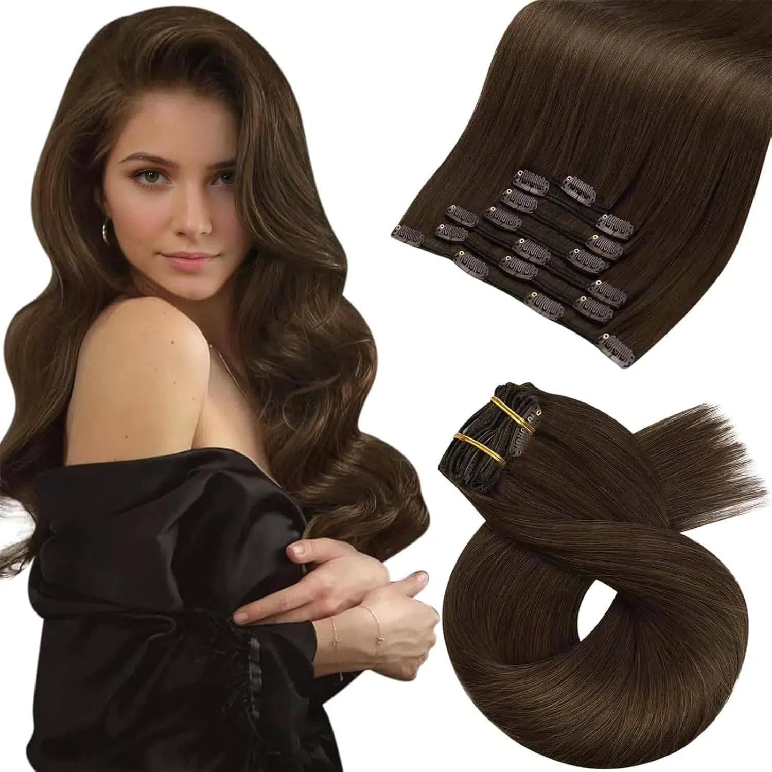 Moresoo Clip in Extensions Echthaar Haarverlängerung Echthaar Extensions Clip