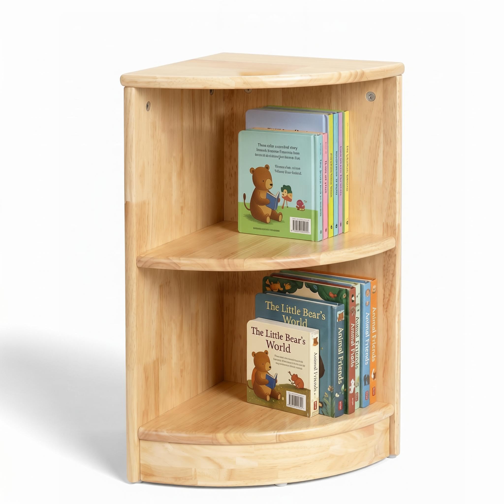 Solid Rubber Wood Kids Storage Cabinet, Corner Storage Organizer, Toddler Montessori Bookshelf, Children's Storage Cabinet for Classroom, Playroom, Kindergarten