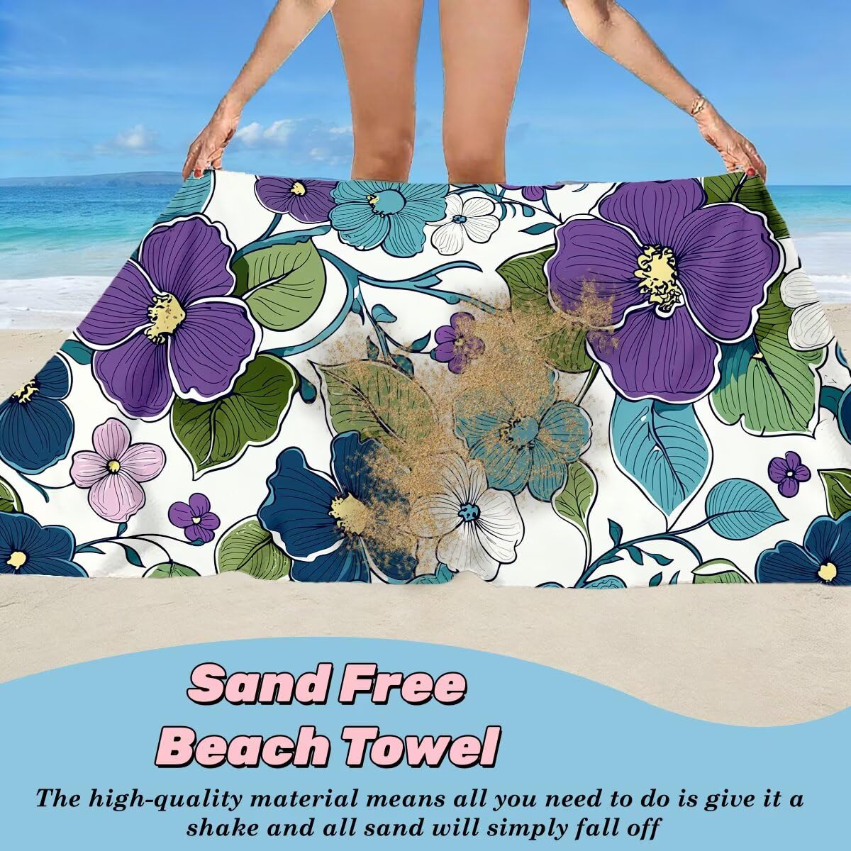 Toalla Playa 90x180 cm, Toalla Gimnasio Microfibra Secado Rapido, Juego de 2 Antiarena Toallas de Playa, Ligera Compacta Toallas Microfibra Grande para Viaje, Regalo Hombre Regalo Mujer (Flor) -4847
