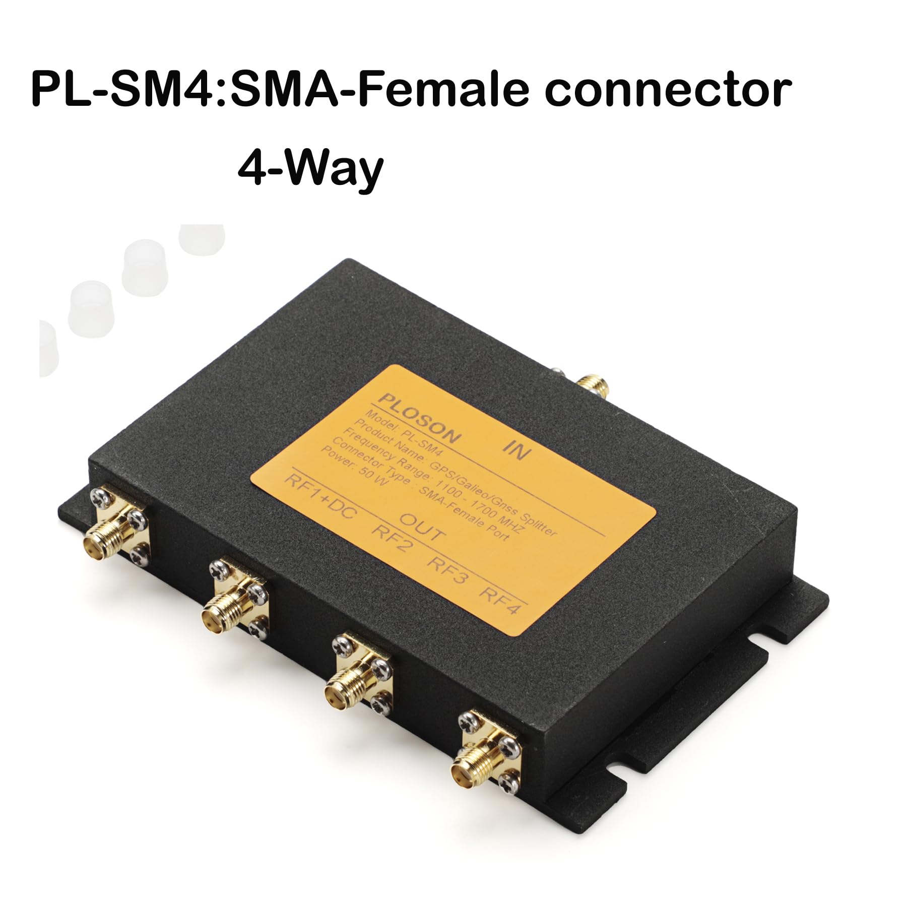 PL-XX GPS/Galieo/Gnss 2-Ways/3-Way/4-Way Antenna Power Splitter 1100-1700MHz GPS Diviseur d’antenne diviseur Antenna Divider for Navire Maritime Marine Networking (4-Way SMA-Female)