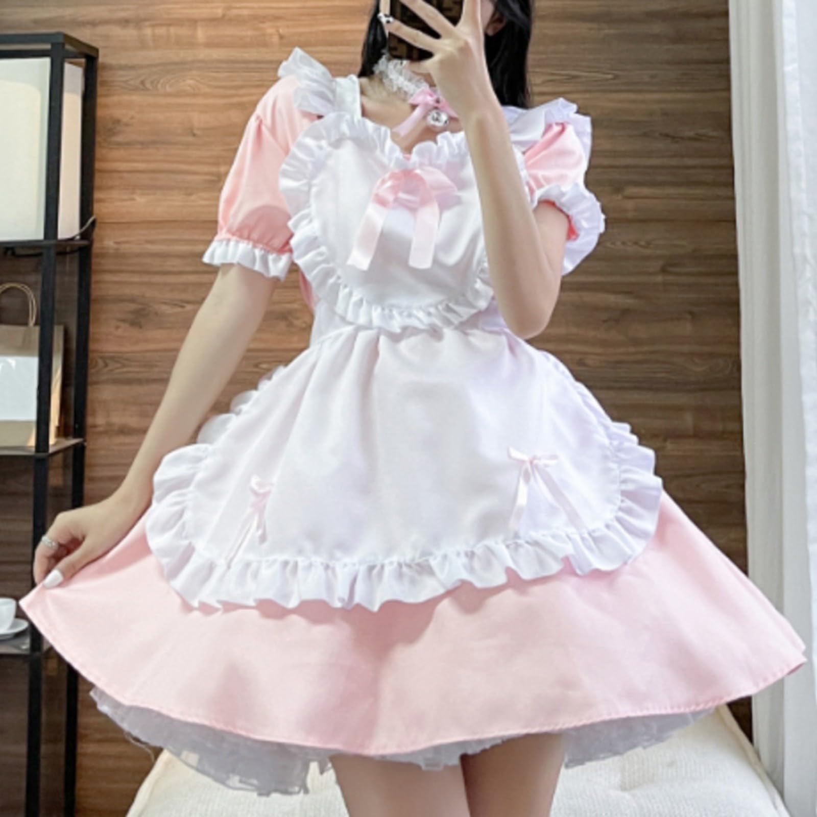 Kostüm Maid Cosplay Lolita Dress French Maid Dress Niedliche Anime Cosplay Kleid für Halloween Kostüm Outfit Set French Anime Outfit Halloween Damen Set Lolita Faschingskostüm Frauen Kleid für