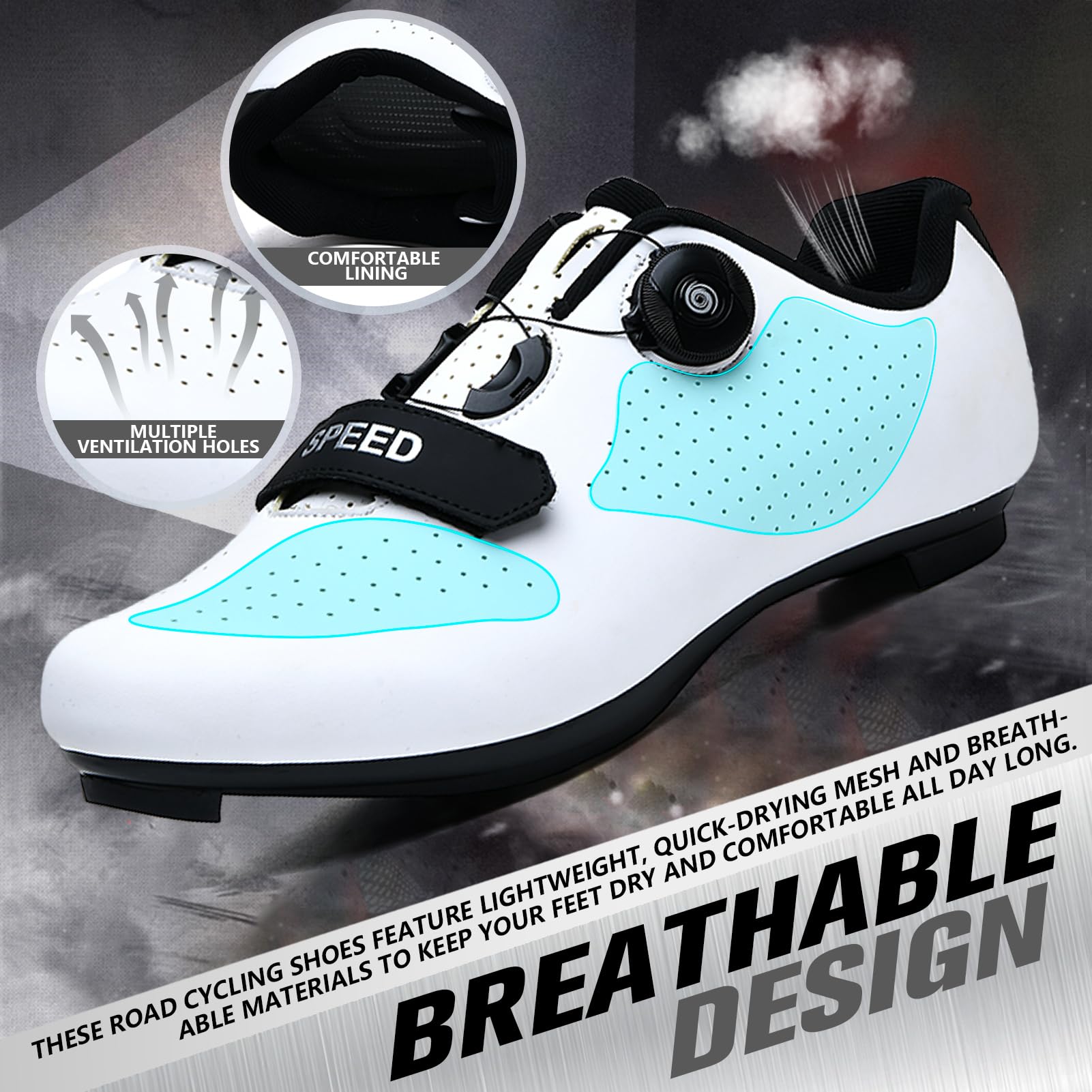 Zapatos Ciclismo Color Sólido, Hombres Mujeres Zapatillas De Bicicleta De Carretera Y MTB, Sneakers Deporte Profesionales para Exteriores Compatibles con Peloton SPD/SPD-SL Y Look