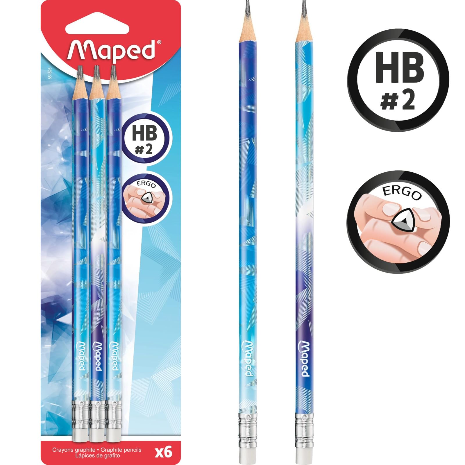 Maped Grafiti Arctic Vibes HB con gomma Matite triangolari carta miniera resistente