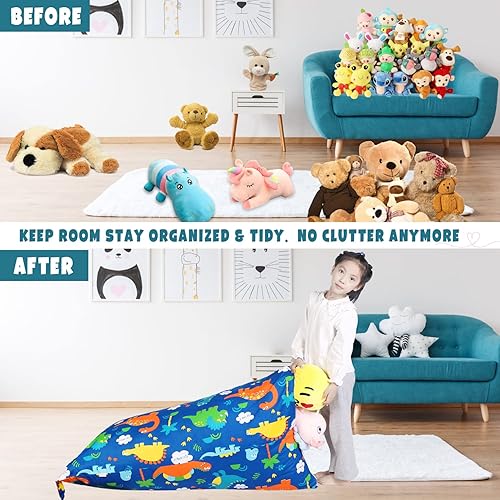 Miniatura 81 de LOLOMLO Funda para puf de almacenamiento de animales de peluche, terciopelo rosa, organizador de asiento para niños, adolescentes y adultos, sofá