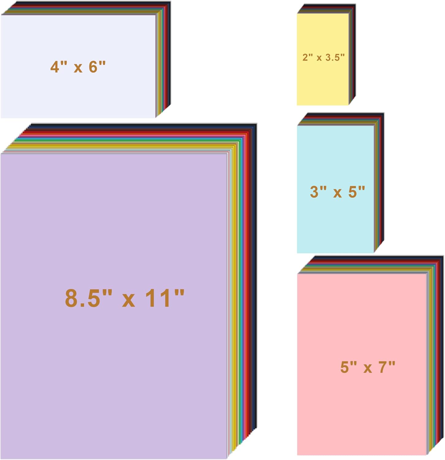 Silunkia 500 Sheets 20 Colors Cardstock 5 Assorted Size Crafts Paper, 200gsm/75lb Thick Copy Paper Card Stock for DIY Cards, Drawing, Wedding Invitations, School Scrapbooking