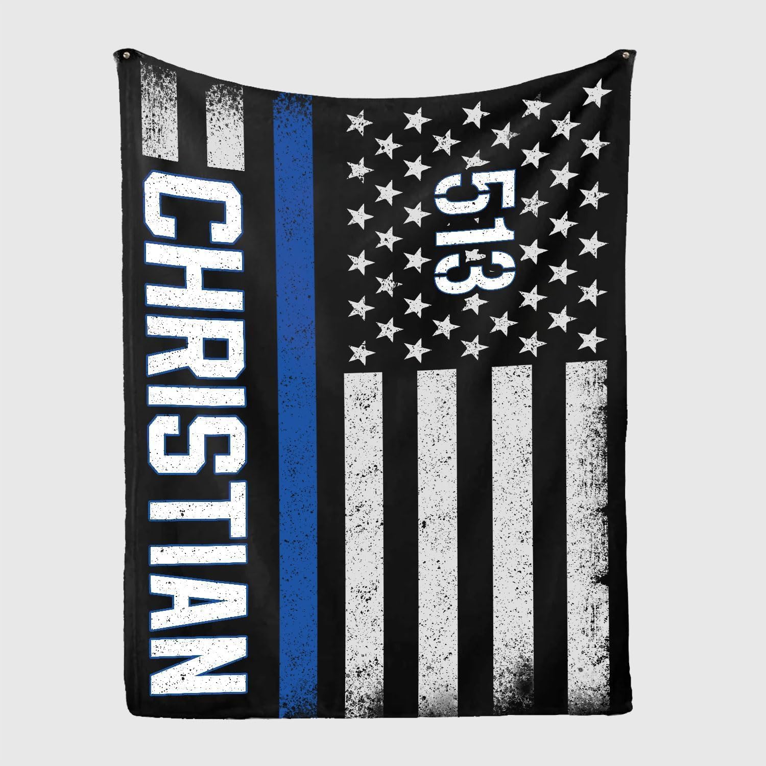 Personalized Police Officer Blanket, Police Blankets for Men, Thin Blue Line Blanket, American Flag Back The Blue Blankets for Police Officer