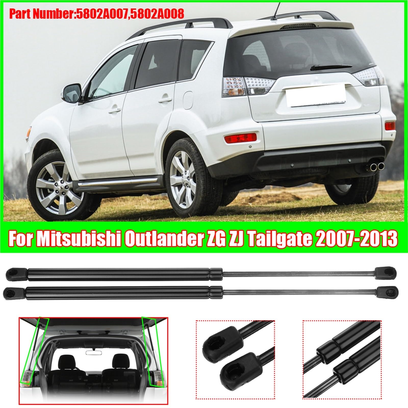 Amortyzator gazowy sprężyna gazowa 2 Szt. Tylne Wsporniki Klapy Bagażnika, Podpory, Drążki Kierownicze, Amortyzatory, Pasujące Do Mitsubishi Outlander 2007-2013 5802A008