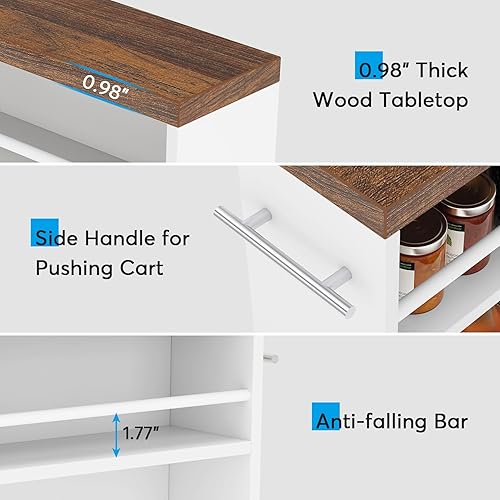 Miniatura 6 de Tribesigns Carrito de almacenamiento delgado, carrito de cocina estrecho con ruedas para lugares pequeños, carrito de 4 niveles deslizante delgado