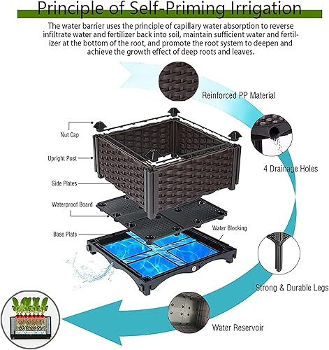 Miniatura 9 de Macetero para plantas al aire libre con patas elevadas para cama de jardín, cajas de jardín elevadas, macetas perfectas para jardín, patio, balcón,