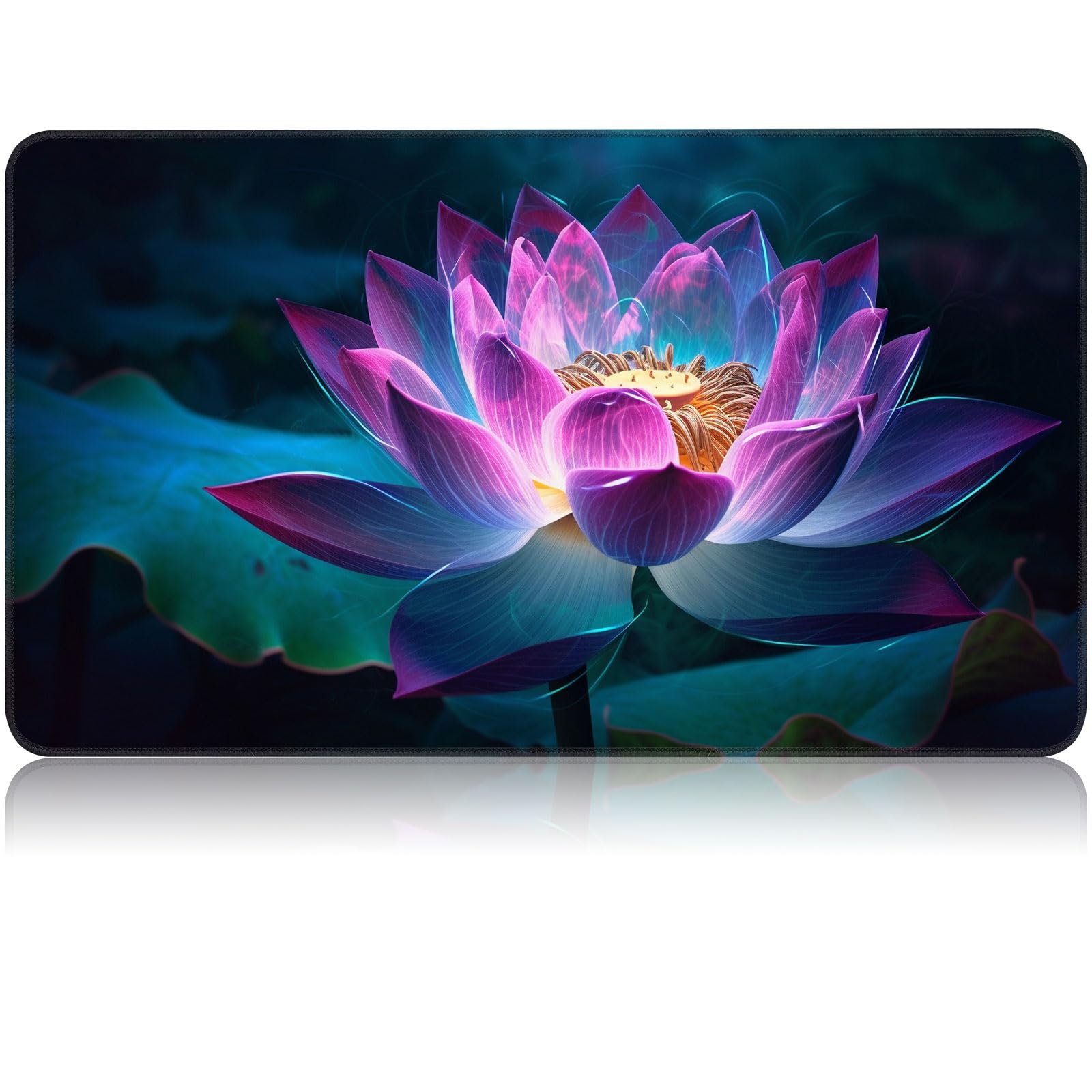 for MTG Game Playmat, for Magic TCG Rubber Play mat,Tabletop Card Playmats with Smooth Surface,Trading Card Inked Game Mat,Battle Game,Colorful Glowing Lotu — image 1