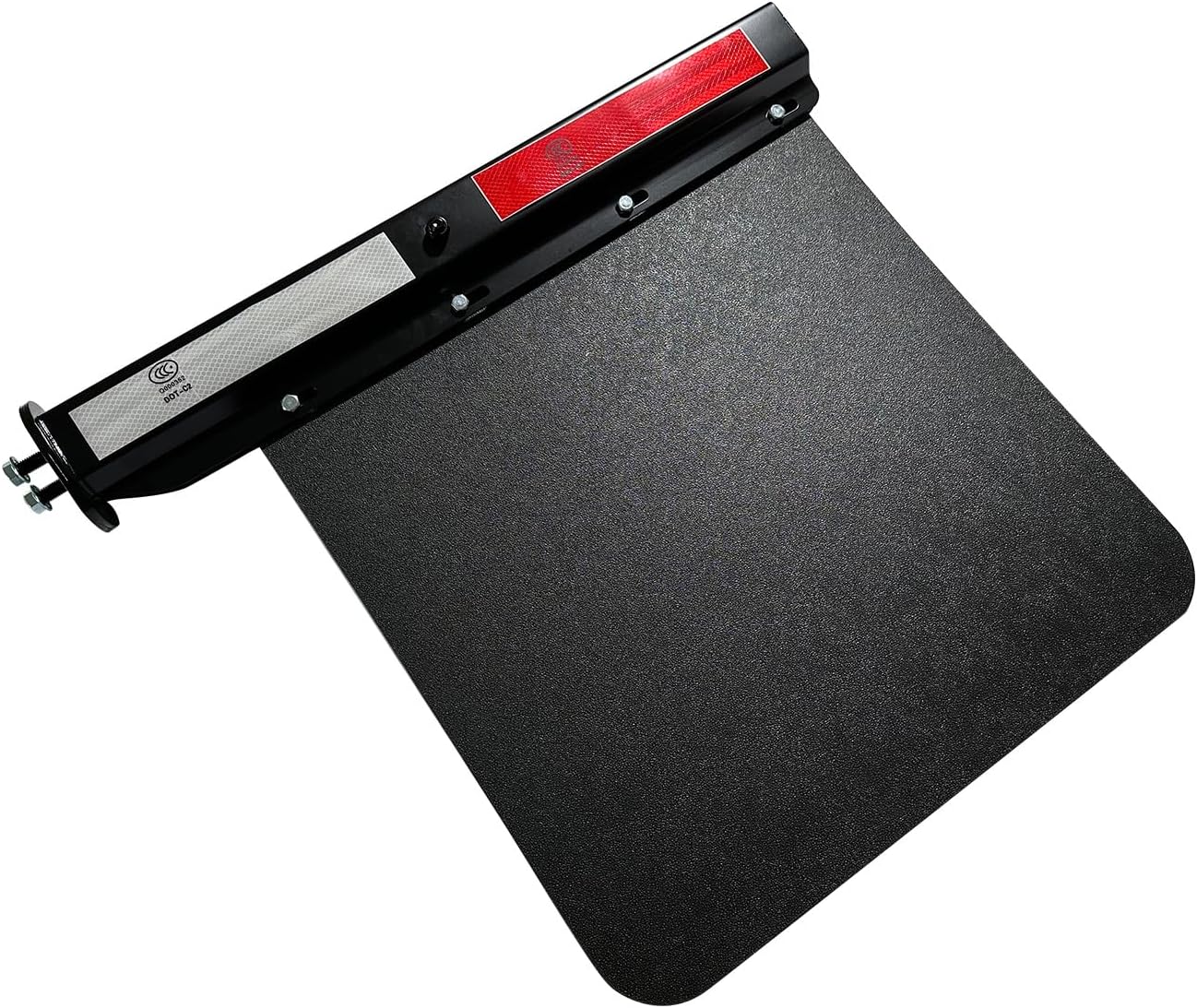 Pair Black Straight Spring Loaded Mud Flap Hanger Bracket with Splash Guard Mudflap 24"x24" for Semi Truck Trailer, 2-1/2'' 2.5'' Bolt Spacing Hanger Kit & Heavy Duty Polymer Mudflaps