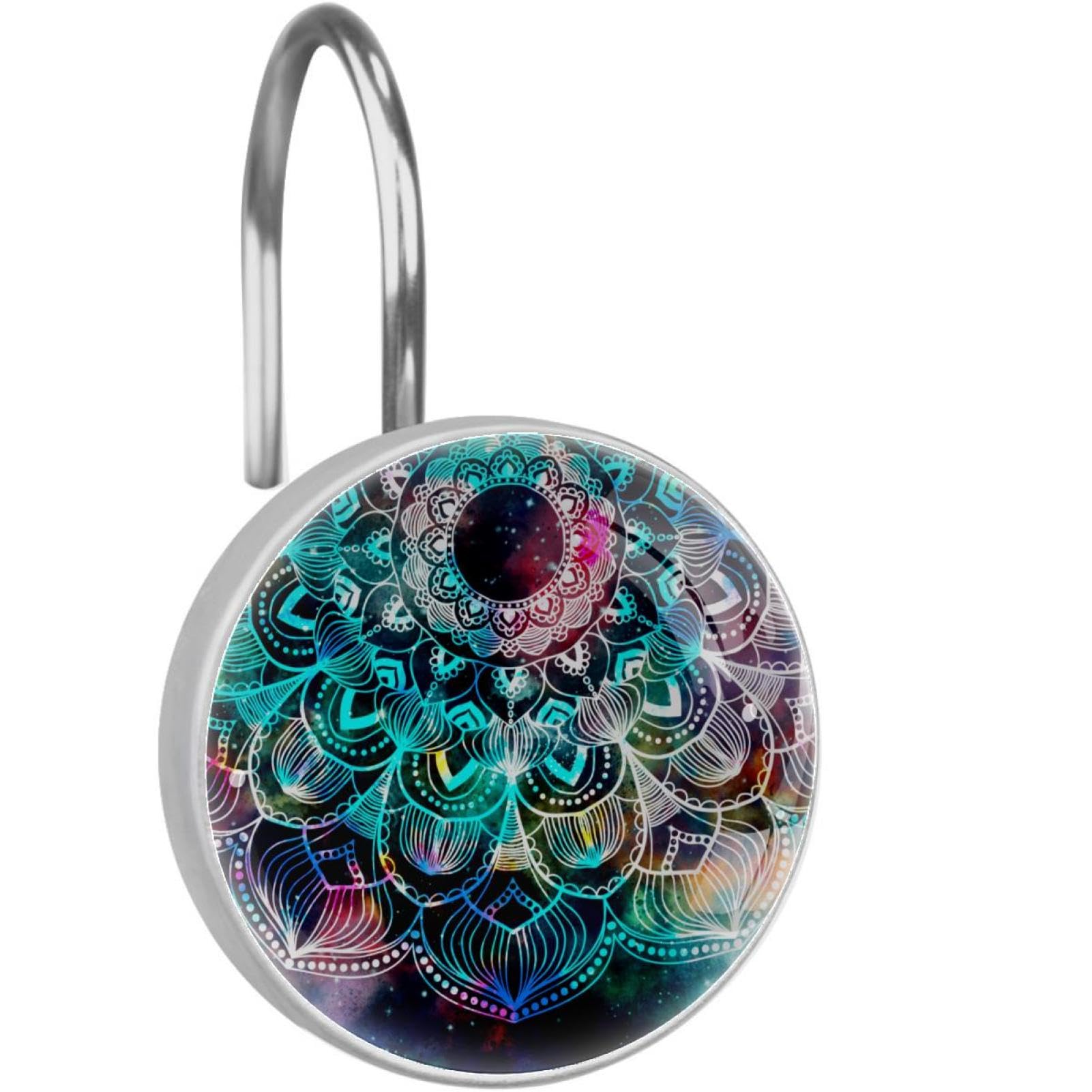 Crochets de rideau de douche anti-rouille en acier inoxydable avec motif galaxie